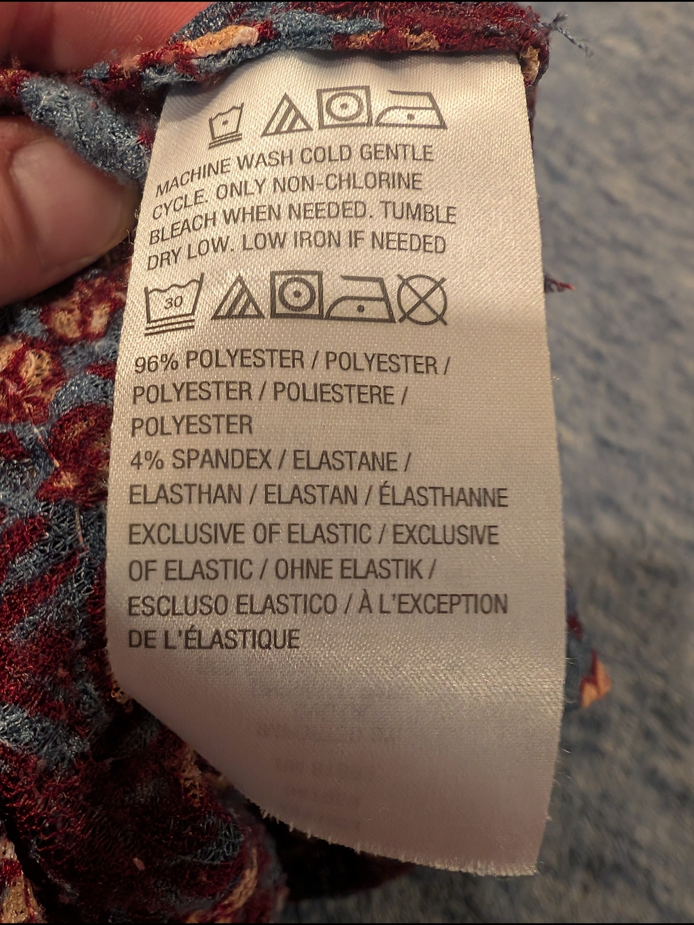 LOGO by Lori Goldstein 1X Blue and Burgundy Floral Tunic Top - Picture 4 of 10